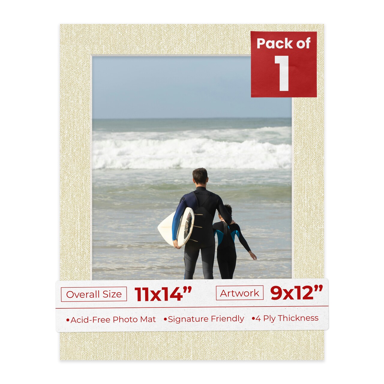 Off White Canvas Mat Board for 11x14 Frames - Fits 9x12 Photos